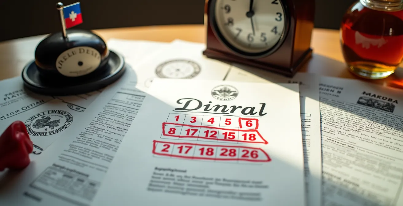 Bureau avec documents de mise en demeure et calendrier montrant 72 heures encerclées