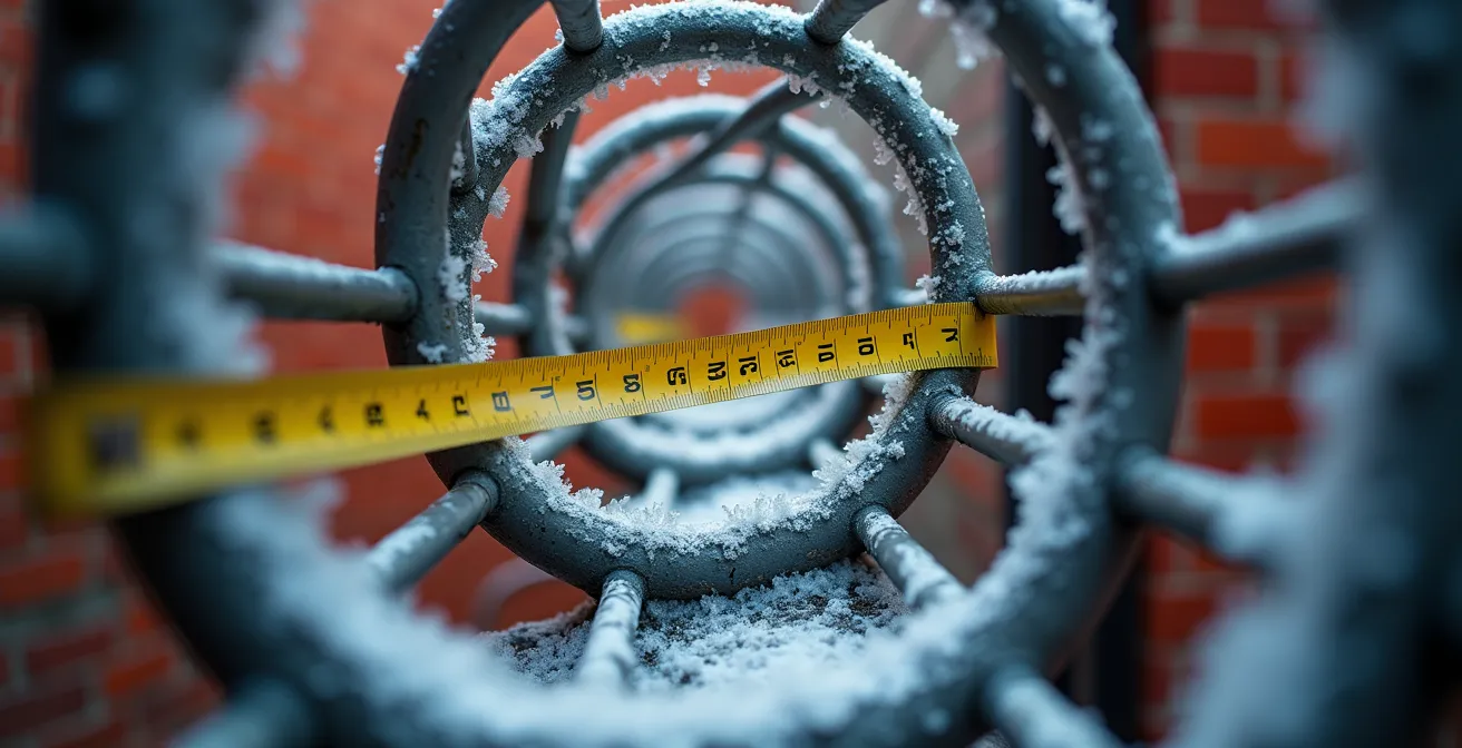 Vue rapprochée d'un escalier extérieur en colimaçon caractéristique de Montréal montrant les contraintes d'espace