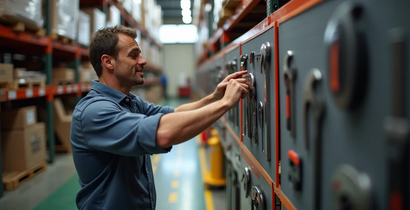 Entrepôt québécois organisé selon la méthode 5S avec zones clairement délimitées