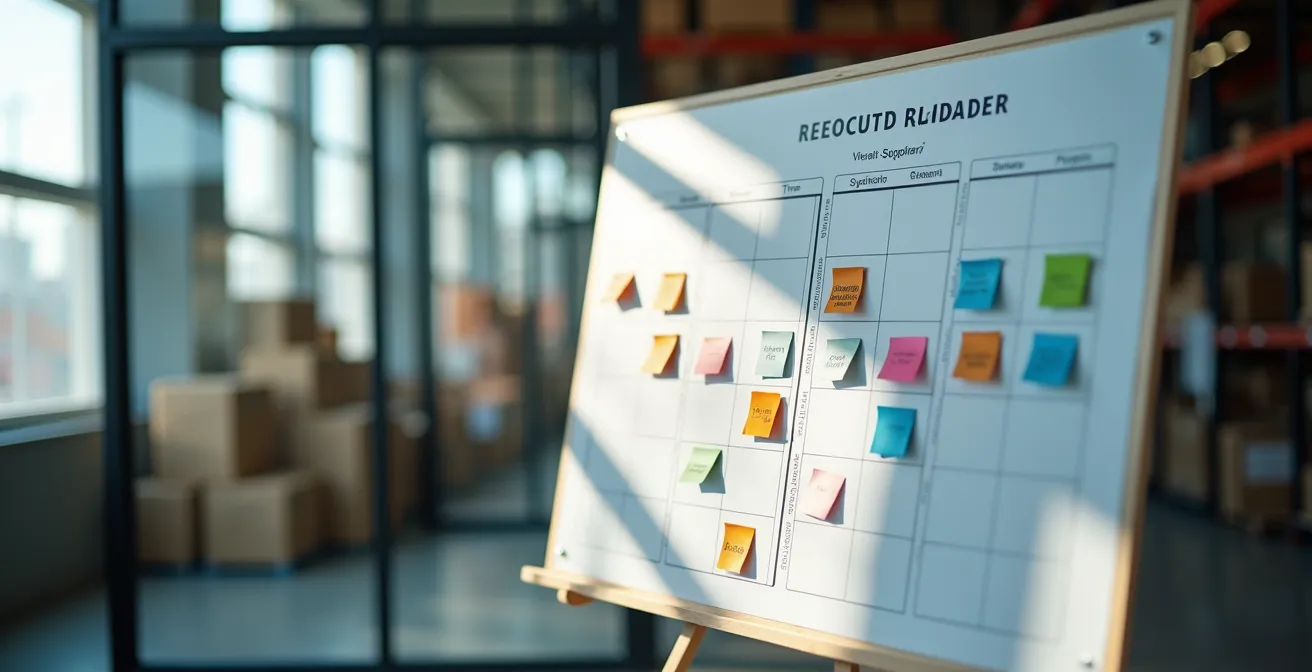 Tableau de planification visuel des créneaux horaires de réception dans un entrepôt québécois