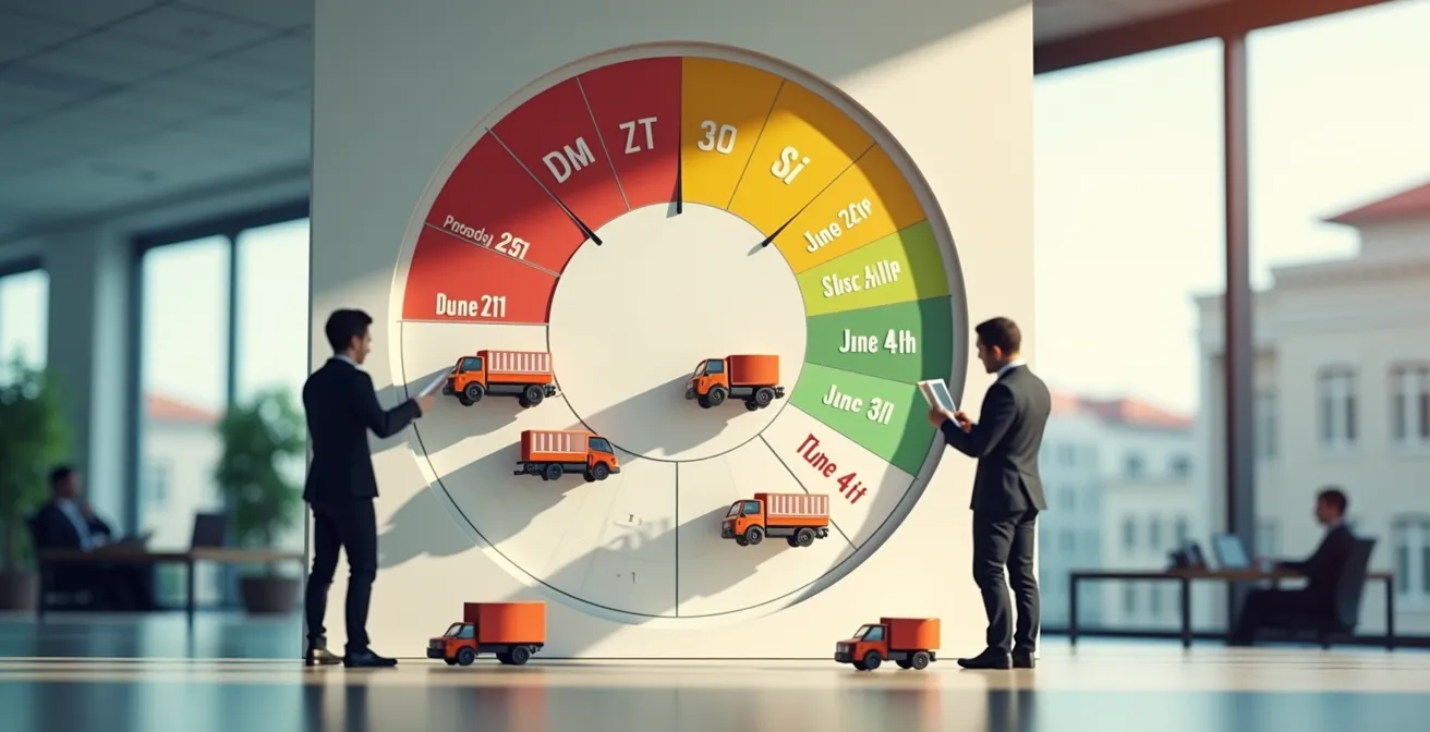 Calendrier annuel avec zones colorées montrant les périodes optimales pour déménager une entreprise au Québec