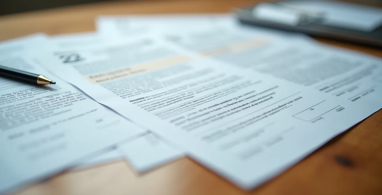 Vue macro de documents administratifs québécois pour transfert de services, mise au point sélective sur les détails importants