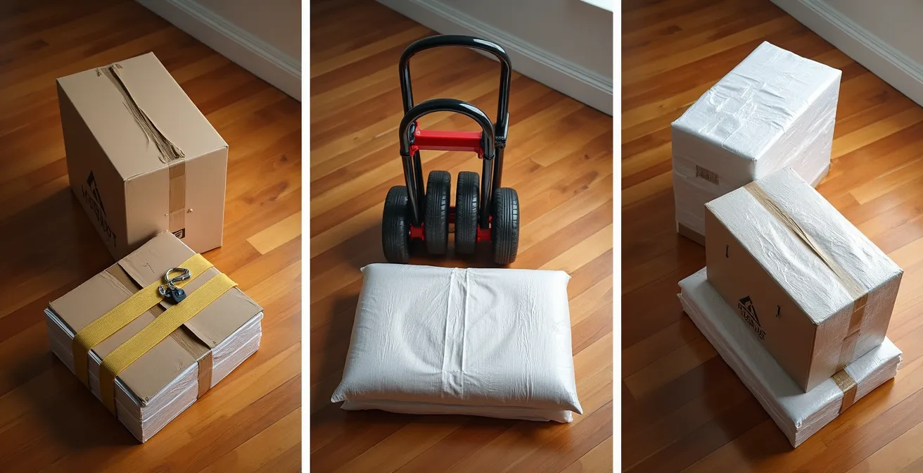 Comparaison visuelle des trois options de déménagement avec leurs coûts respectifs