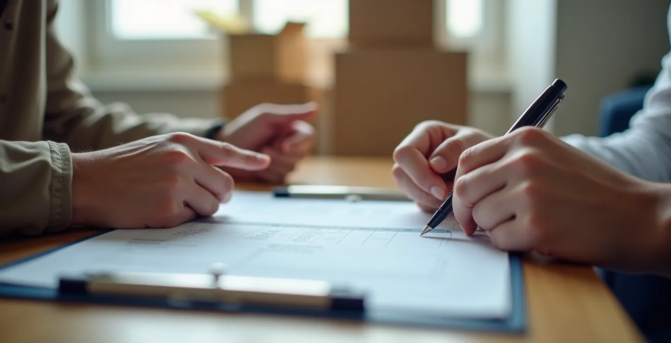 Documentation minutieuse du connaissement de déménagement avec détails de responsabilité
