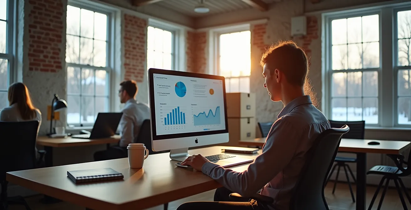 Employés travaillant à distance depuis leur domicile pendant le déménagement de leur entreprise