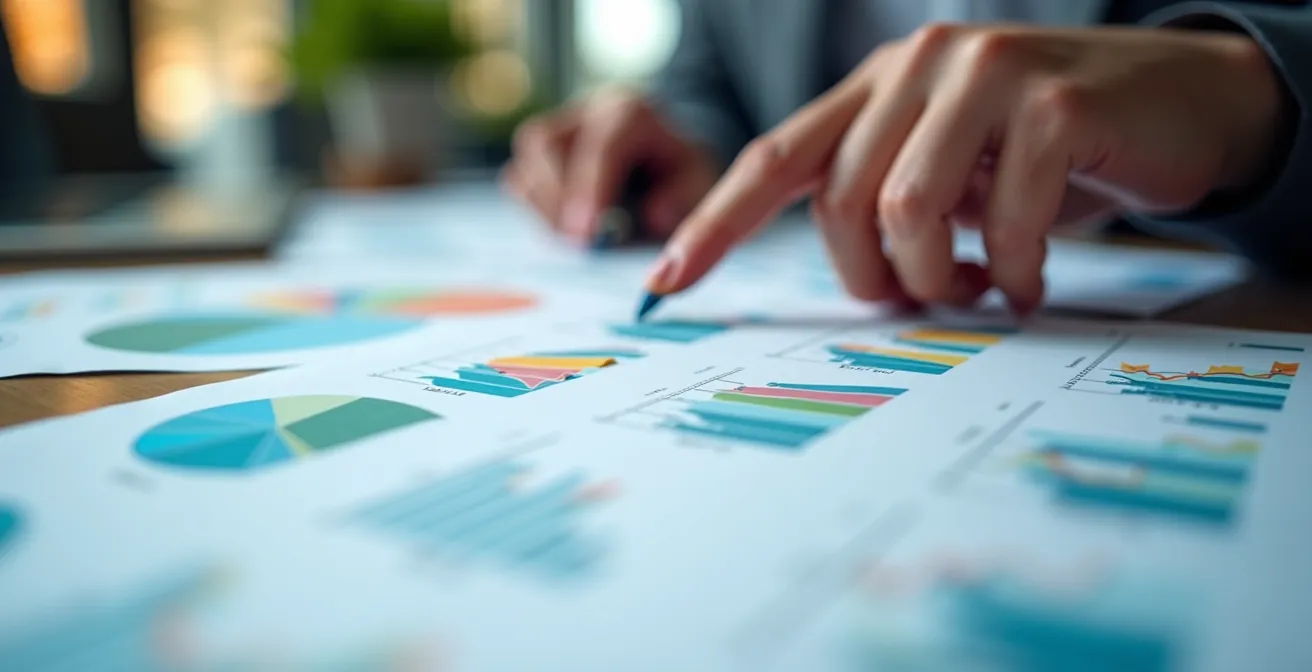 Gros plan sur des graphiques de performance logistique avec courbes de tendance et indicateurs visuels