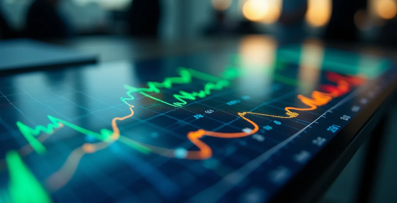 Vue macro détaillée d'un tableau de bord avec indicateurs de performance colorés