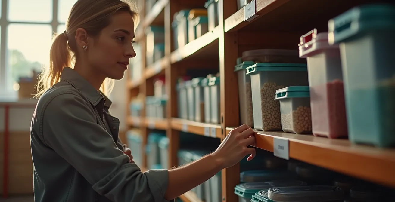 Espace de self-stockage professionnel organisé selon la méthode ABC avec zones clairement définies